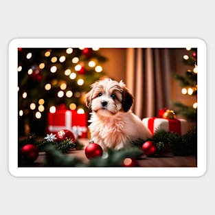 Havanese Puppy Dog with Christmas Gifts Magnet